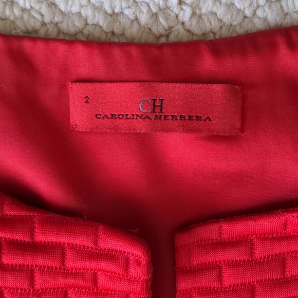 Carolina Herrera Red Cocktail Dress Size 2 - Picture 2 of 9